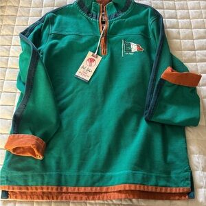 Fat Face Green Pullover with Orange Trim